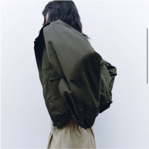 🆕 Small 🌸 Zara oversized cropped bomber utility jacket - Picture 6 of 10